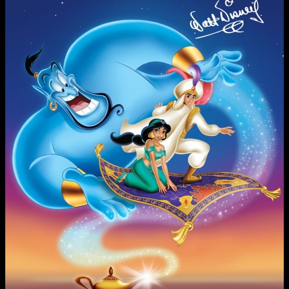 Disney Aladdin and Jasmine on Magic Carpet in Blue and Gold movie dvd